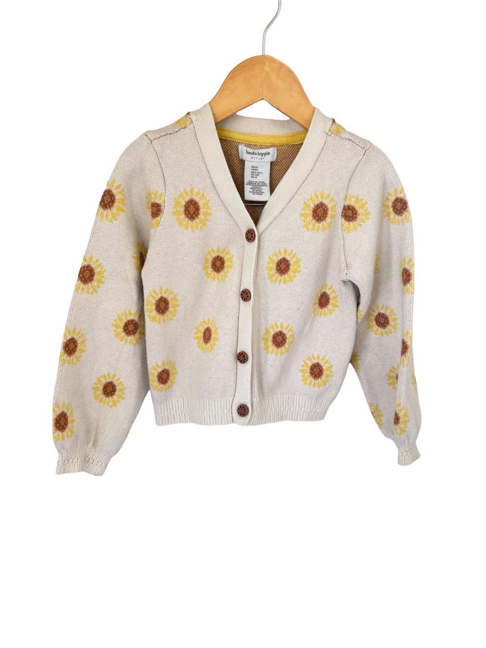Haute Hippie Beige Sunflower Cardigan 4T